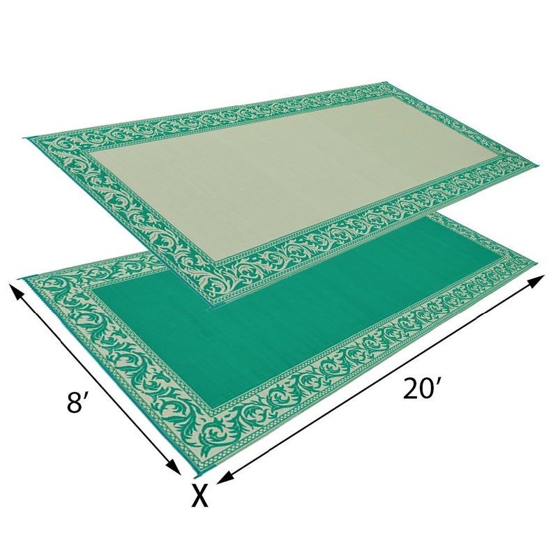 Stylish Camping Ming's Mark RC4 Reversible Classical Patio Mat - 8' x 20', Green/Beige - Image 2